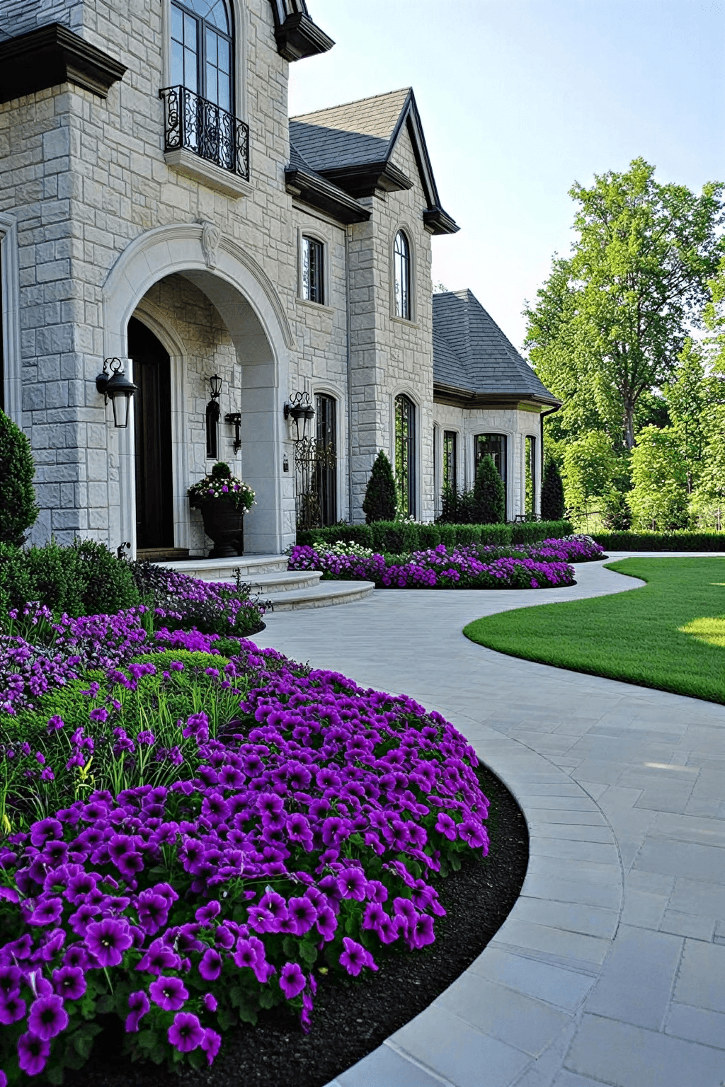 Low maintenance front yard with lavender