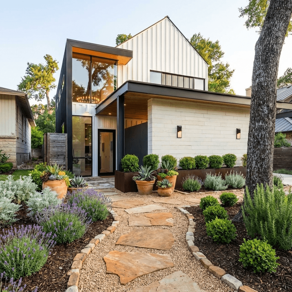 Modern Mediterranean Xeriscape Landscaping in Austin, TX