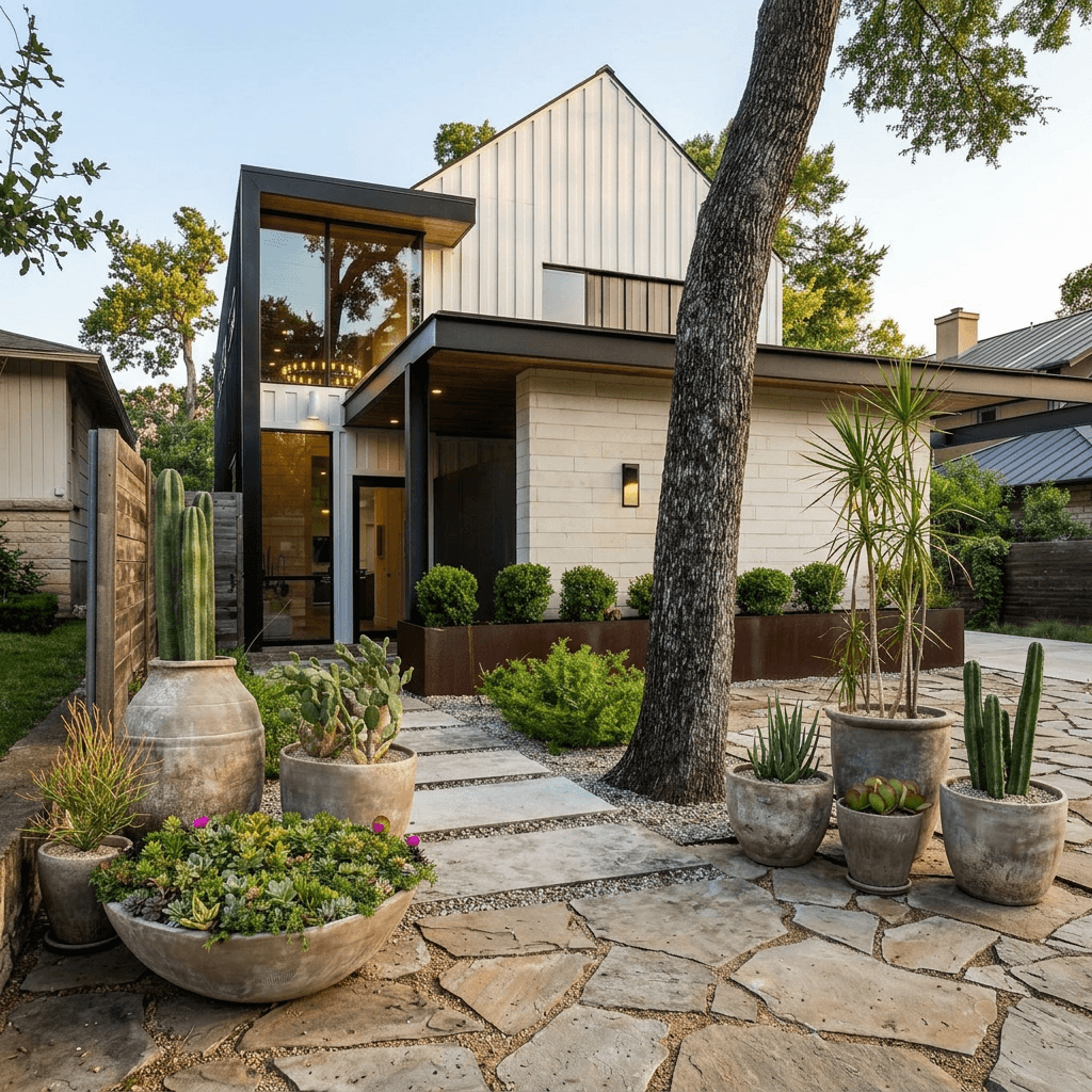 Desert Potted Plants Landscape Design — Austin, TX