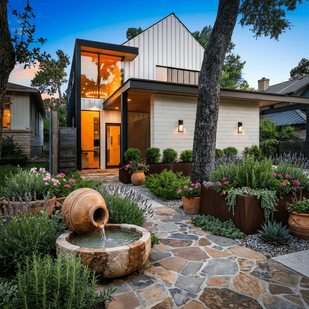 Mediterranean Front Yard Landscape Design — Austin, Texas